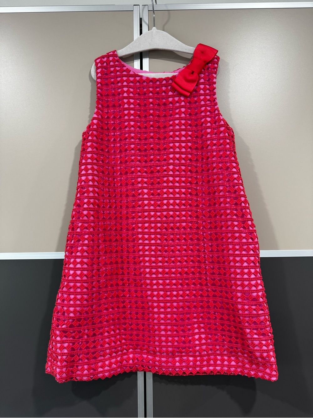 Kate Spade New York Guipure Lace Shift Dress Girl's Size 5 110 Pink Formal Bow